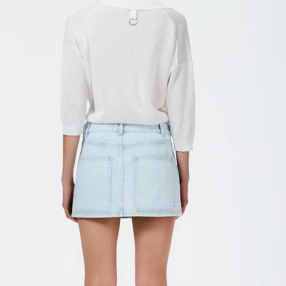 Tibi Bleached Denim Mini Skirt – Bleached Denim (Size 31, fits like a 30) - Picture 3 of 4